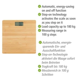 Personenwaage Bambus LCD 30x30 cm braun