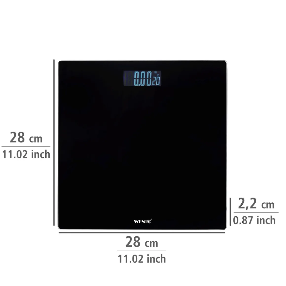 Personenwaage LED 28x28cm, schwarz