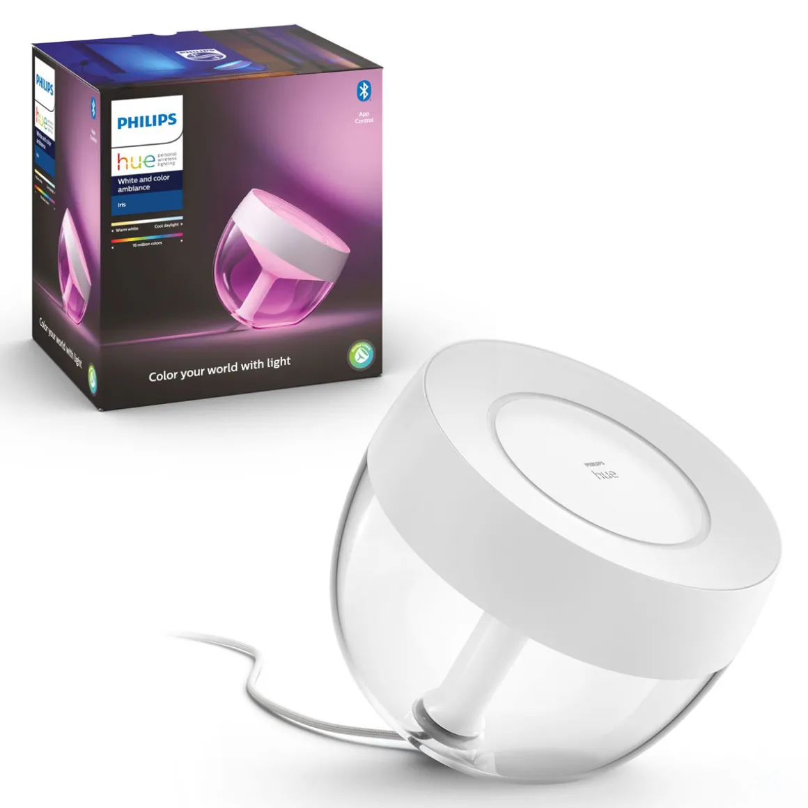 Philips Hue LED-Tischleuchte Iris transparent