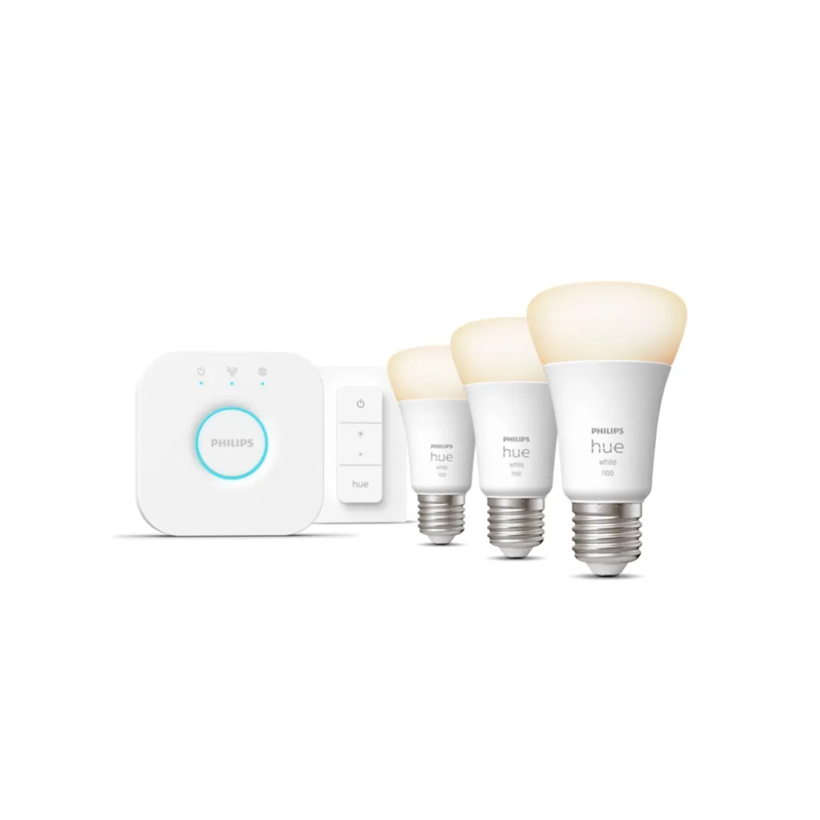 Philips Hue Starter-Set White Ambiance inkl 3 x LED-Lampe E27 und Bridge und Dimmschalter