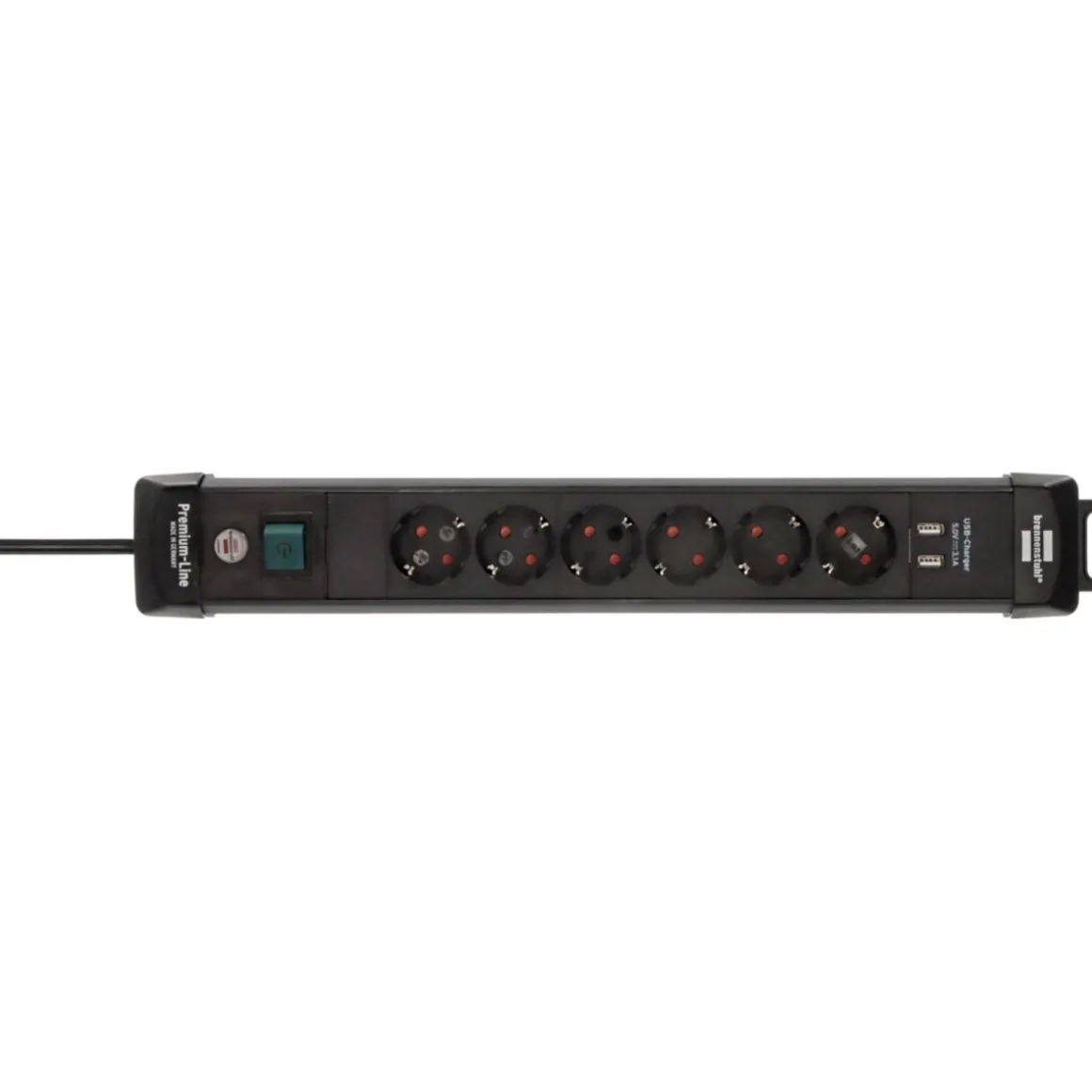 Premium Line 6fach mit USB schwarz 3 mH05VV-F 3G1,5