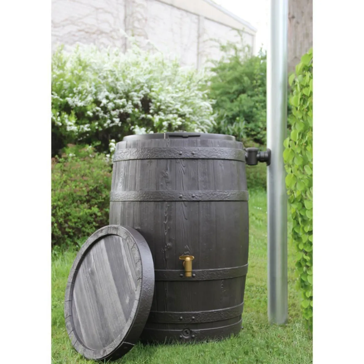 4rain Regenfass Vino mit Deckel 250 L braun