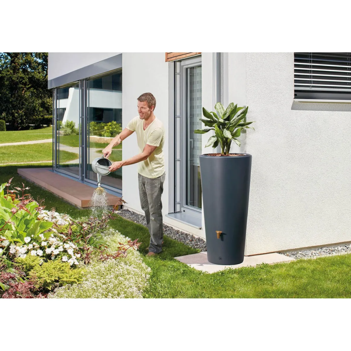 4rain Regenspeicher Vaso mit 2in1 Funktion grau 220 L