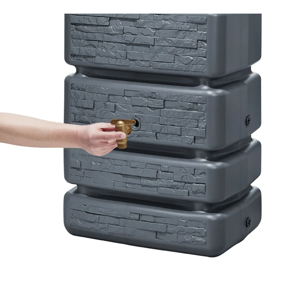 4rain SLIM STONE DECOR Wandtank 350 Liter graphite grey