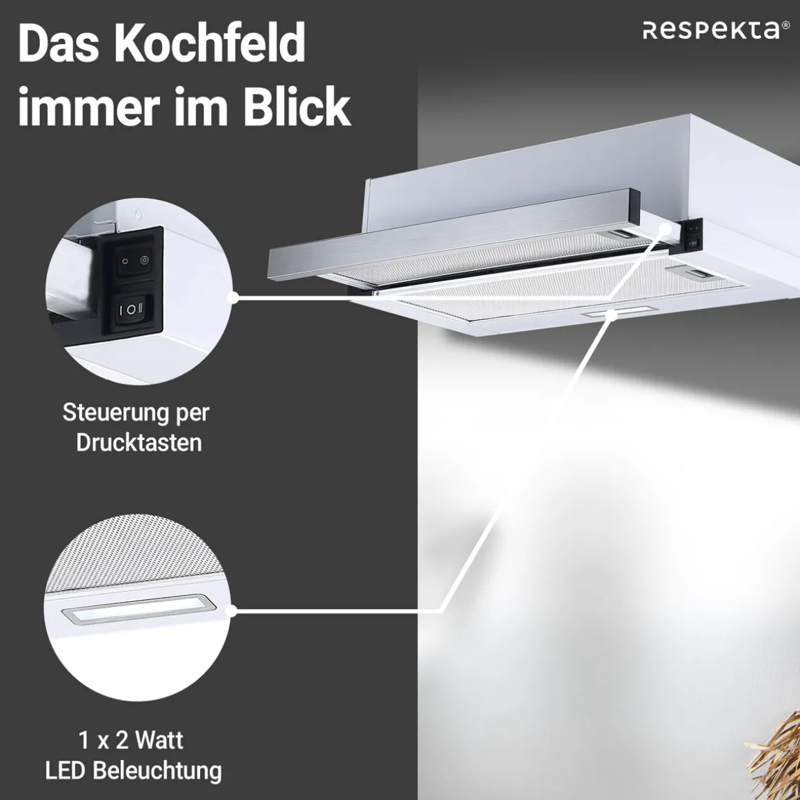 Respekta Dunstabzugshaube CH4138IXCEdelstahl_weiß