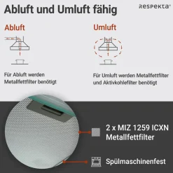 respekta Unterbauhaube CH1259IXCNEdelstahl, 60 cm, EEK C