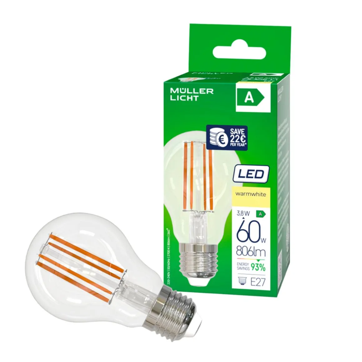 Retro LED Birne EEK A E27E27 60W 806lm 2700K