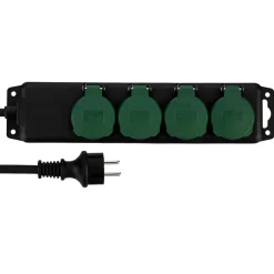 REV Ritter Steckdosenleiste IP 44 4-fach 1,4 m scharz-grün