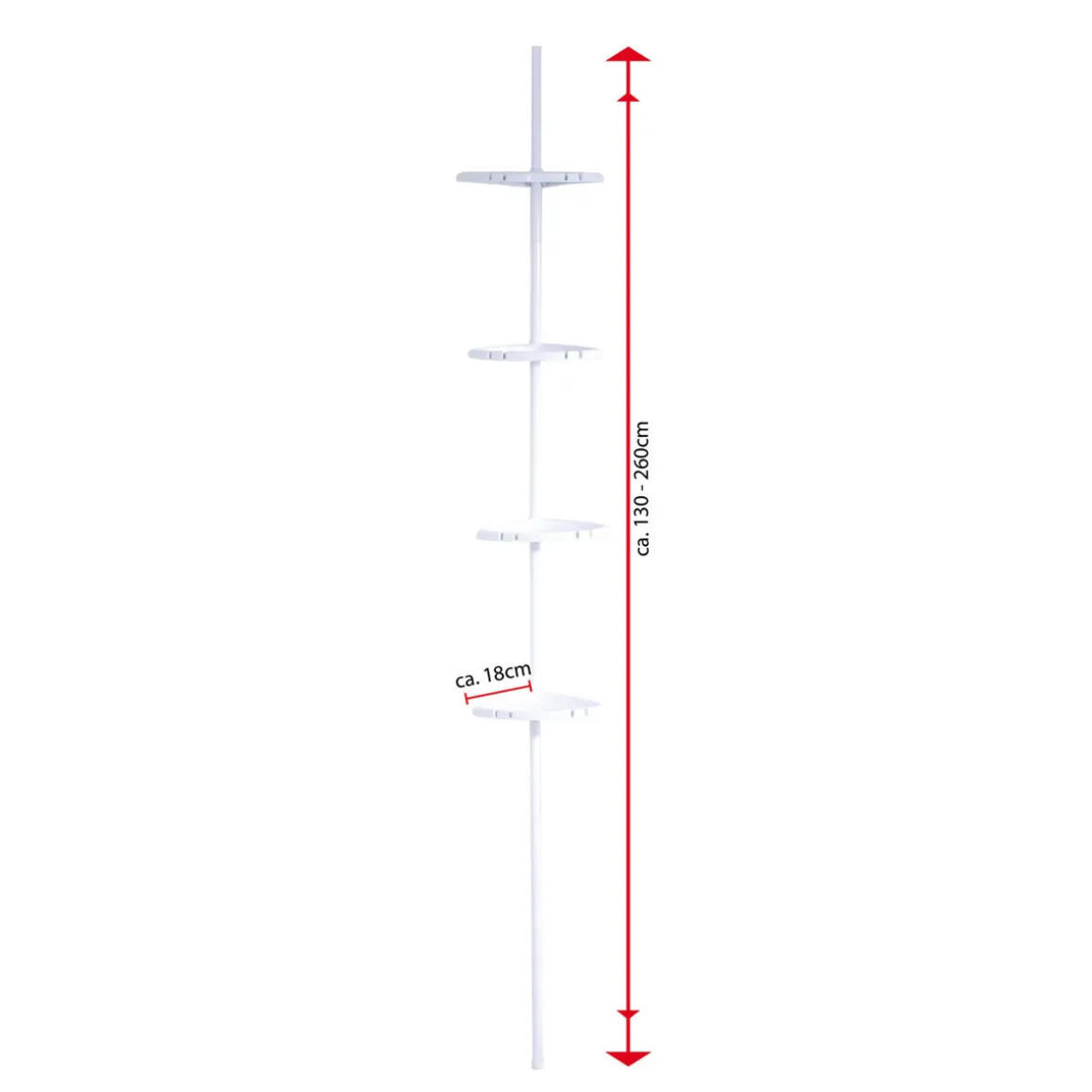 RidderTeleskop-Duscheckregal mit 4 Ablagen 130-260 cm weiß