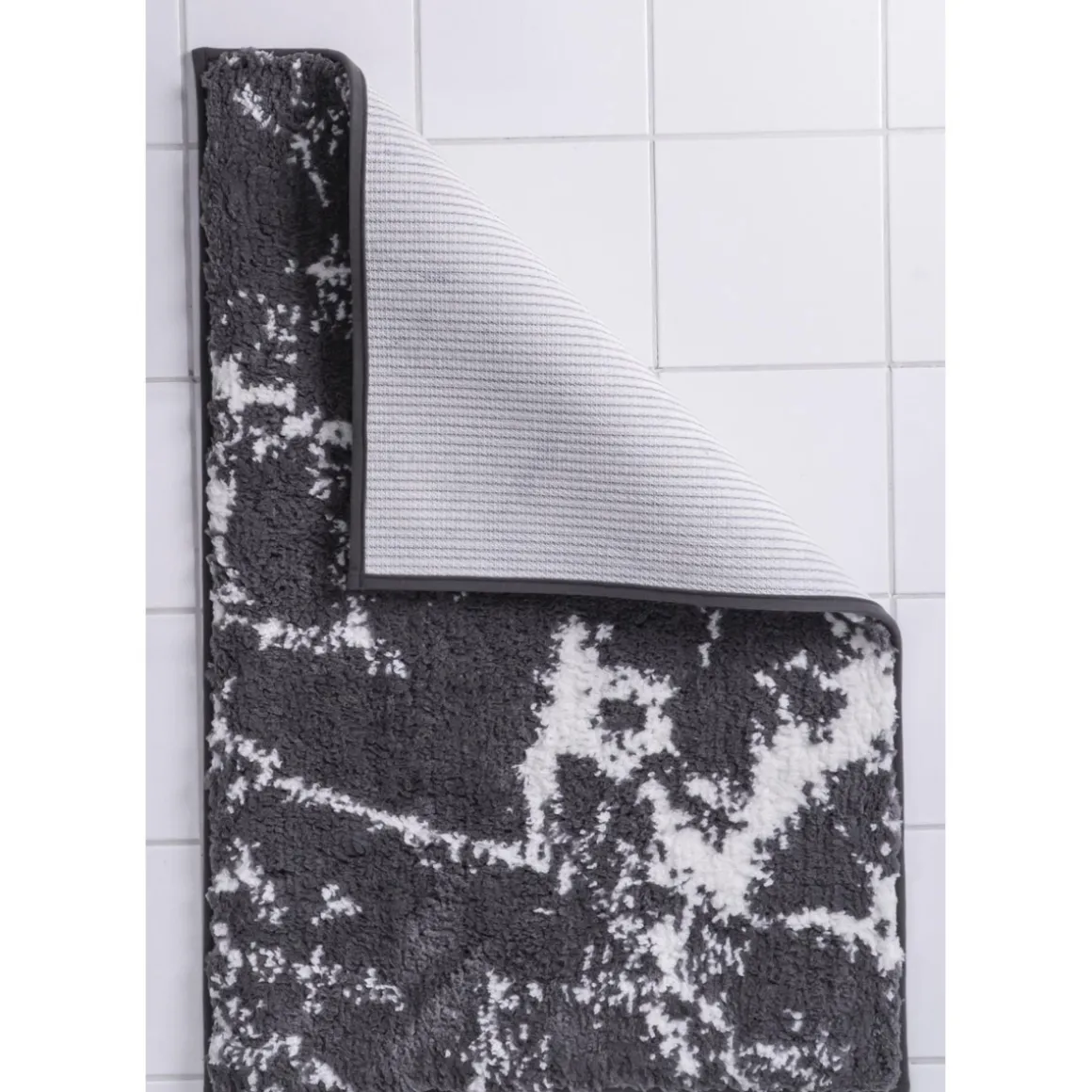 RidderTeppich Marmor 55 x 50 cm grau-weiß Polyester-Microfaser
