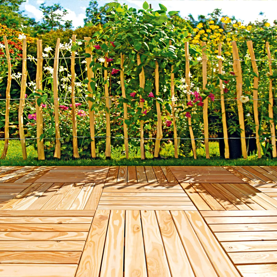 Rollzaun Natur 90x500 cm, Staketen 90 cmhoch, 500 cm lang
