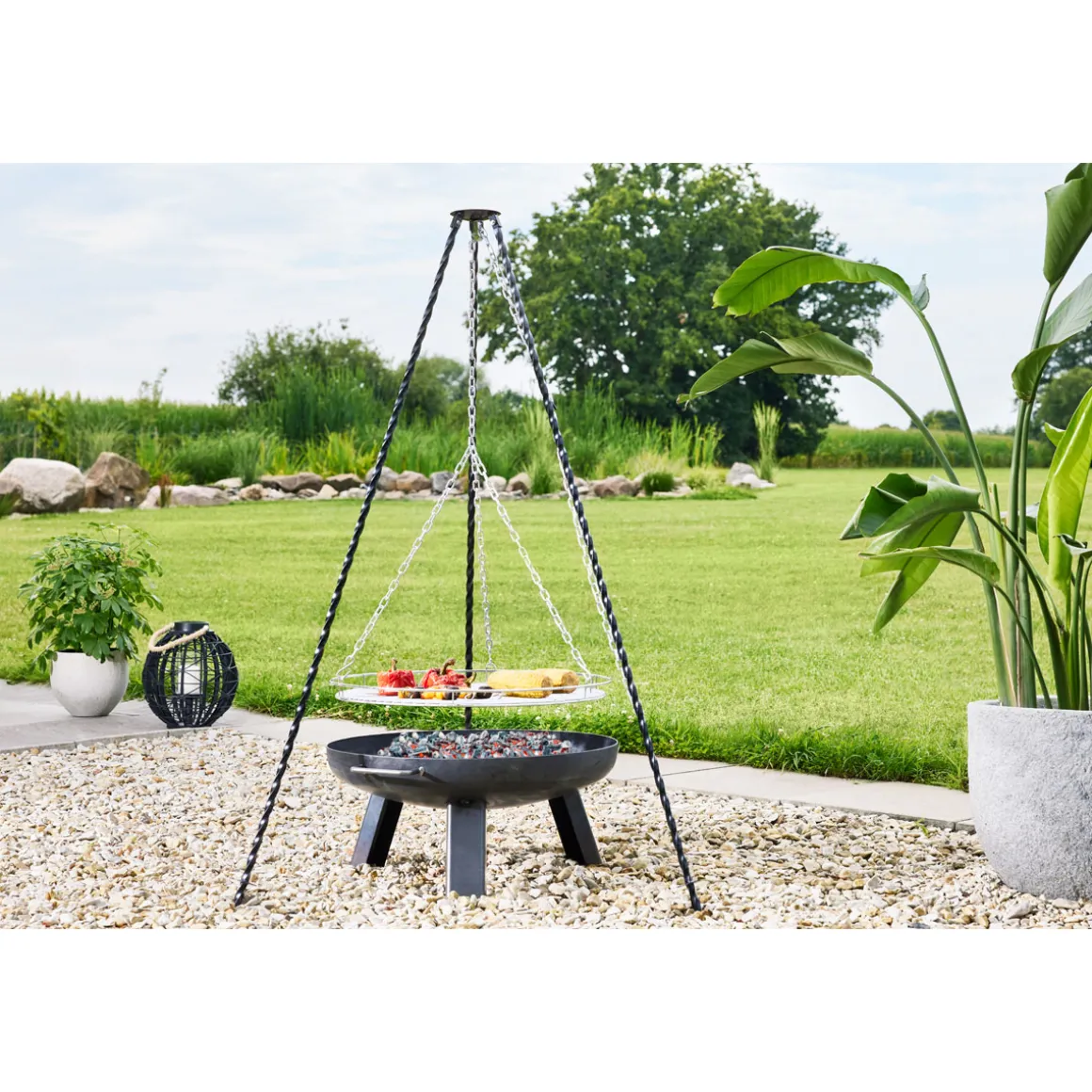 Rothmann Dreibein fuer Feuerschalen Dm.60cm massives Stahlgestell Grillfl. 58cm