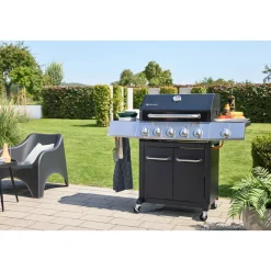 Rothmann Gasgrillwagen Daytona 5 Plusschwarz mit Edelstahlapplikationen