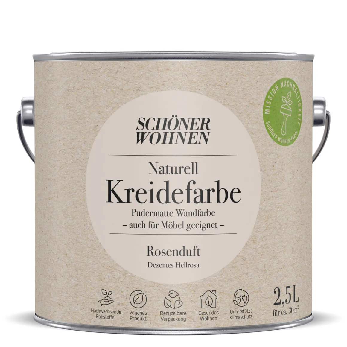 Schöner Wohnen FarbeNaturell Kreidefarbe 2,5 L Rosenduft