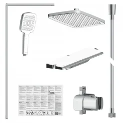 Schütte Überkopf-Brauseset Hawaii mit Thermostatarmatur, Chrom/Weiß