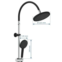 Schütte Überkopf-Brauseset Matao Rain chrom/Schwarz matt