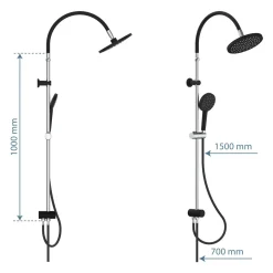 Schütte Überkopf-Brauseset Matao Rain chrom/Schwarz matt