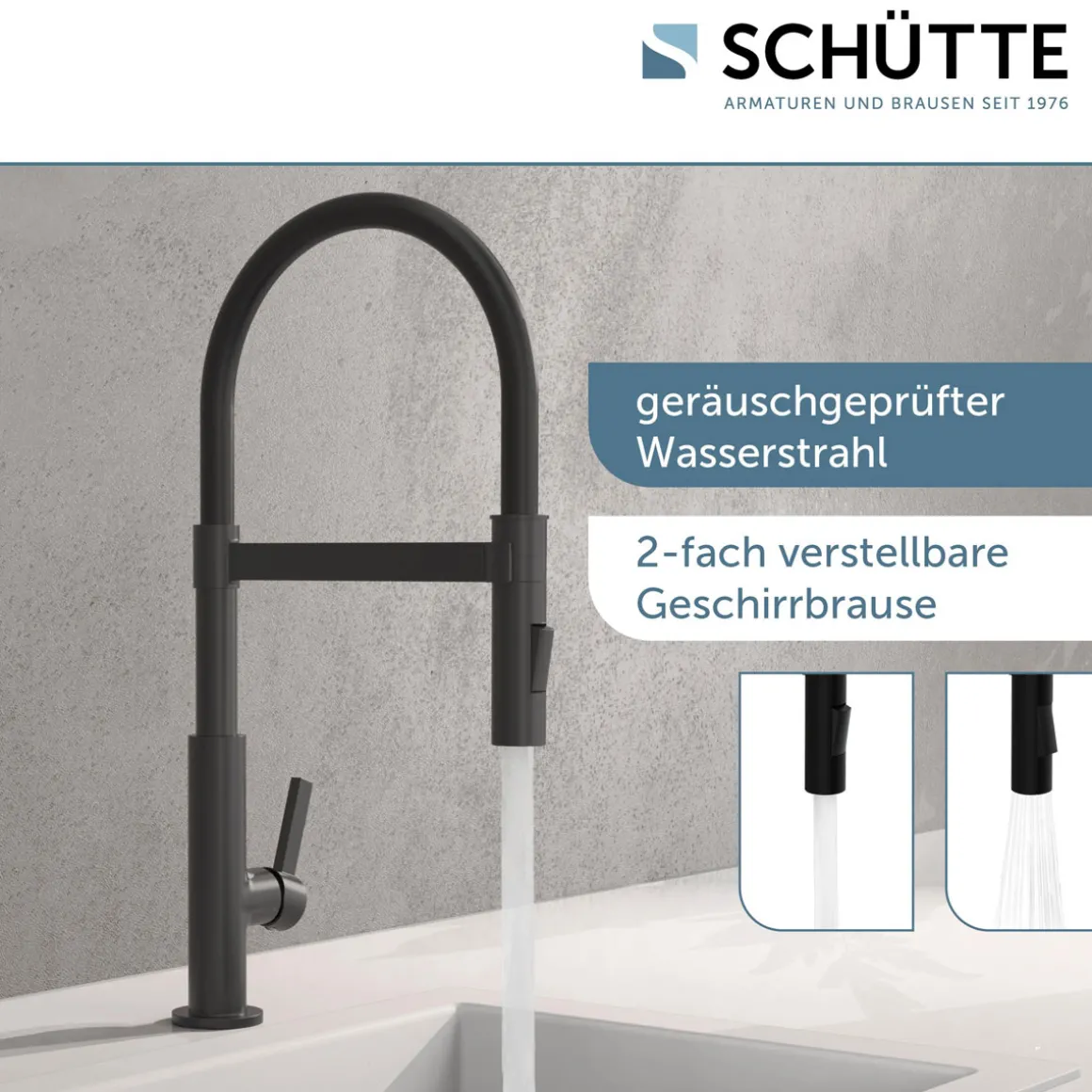 Schütte Küchenarmatur Miami schwarz matt