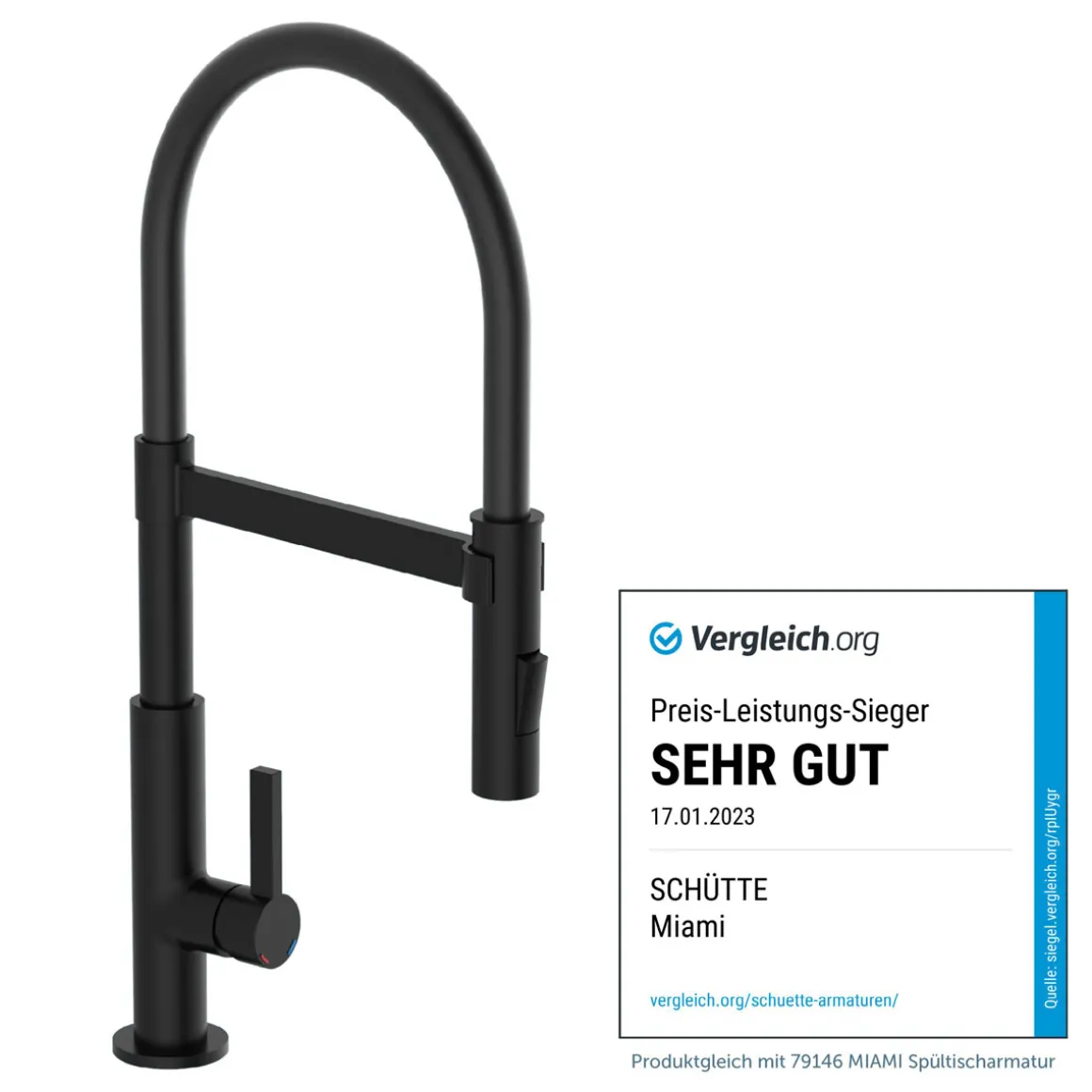 Schütte Küchenarmatur Miami schwarz matt