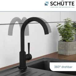 Schütte Spültischarmatur Cornwall Niederdruck schwarz matt