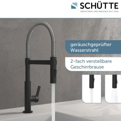 Schütte Spültischarmatur Miami schwarz matt Hochdruck ausziehbar