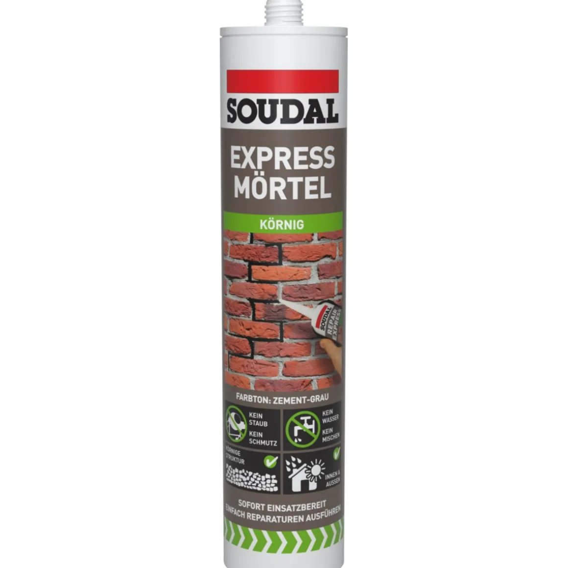 Soudal Reparatur-Mörtel körnige Struktur zementgrau