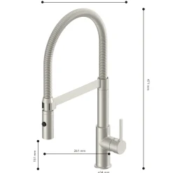 SP-Armatur ALUNA mit Geschirrbrause,schwenkbar, Keramikkar., Edelstahl-Optik