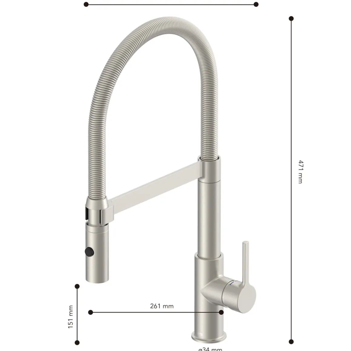 SP-Armatur ALUNA mit Geschirrbrause,schwenkbar, Keramikkar., Edelstahl-Optik