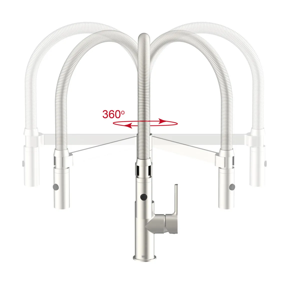 SP-Armatur ALUNA mit Geschirrbrause,schwenkbar, Keramikkar., Edelstahl-Optik