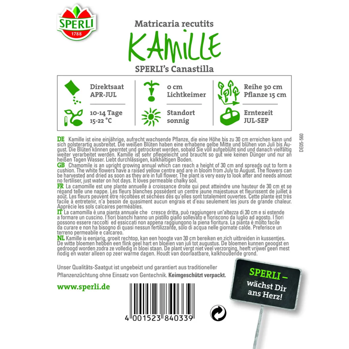 Sperli Kamille ngs Canastilla