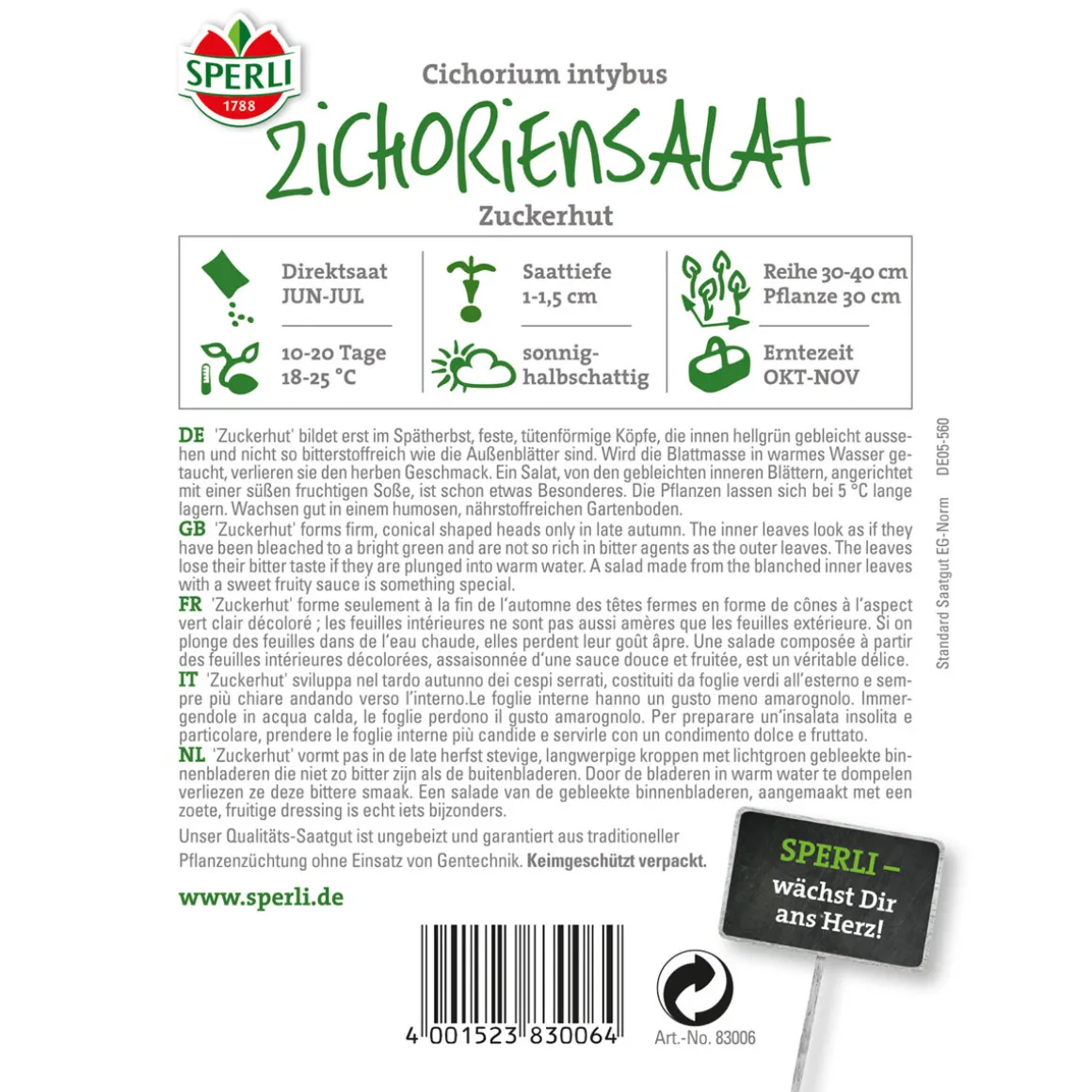 Sperli Zichoriensalat Zuckerhut
