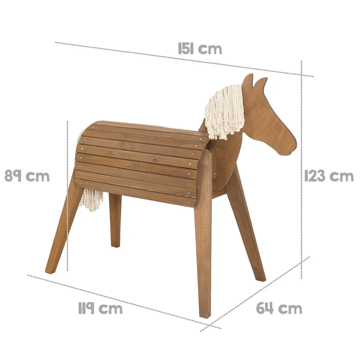 Spielpferd teak 64 x 123 x 151 cm