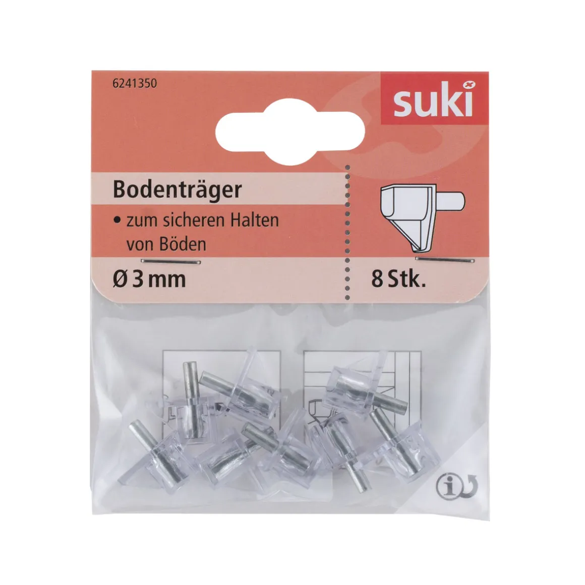 Suki Bodenträger Kunststoff Durchmesser 0,3 x 0,8 cm transparent 8 Stück