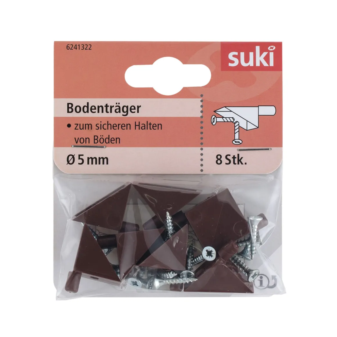 Suki Bodenträger Kunststoff Durchmesser 0,5 x 0,8 cm braun 8 Stück