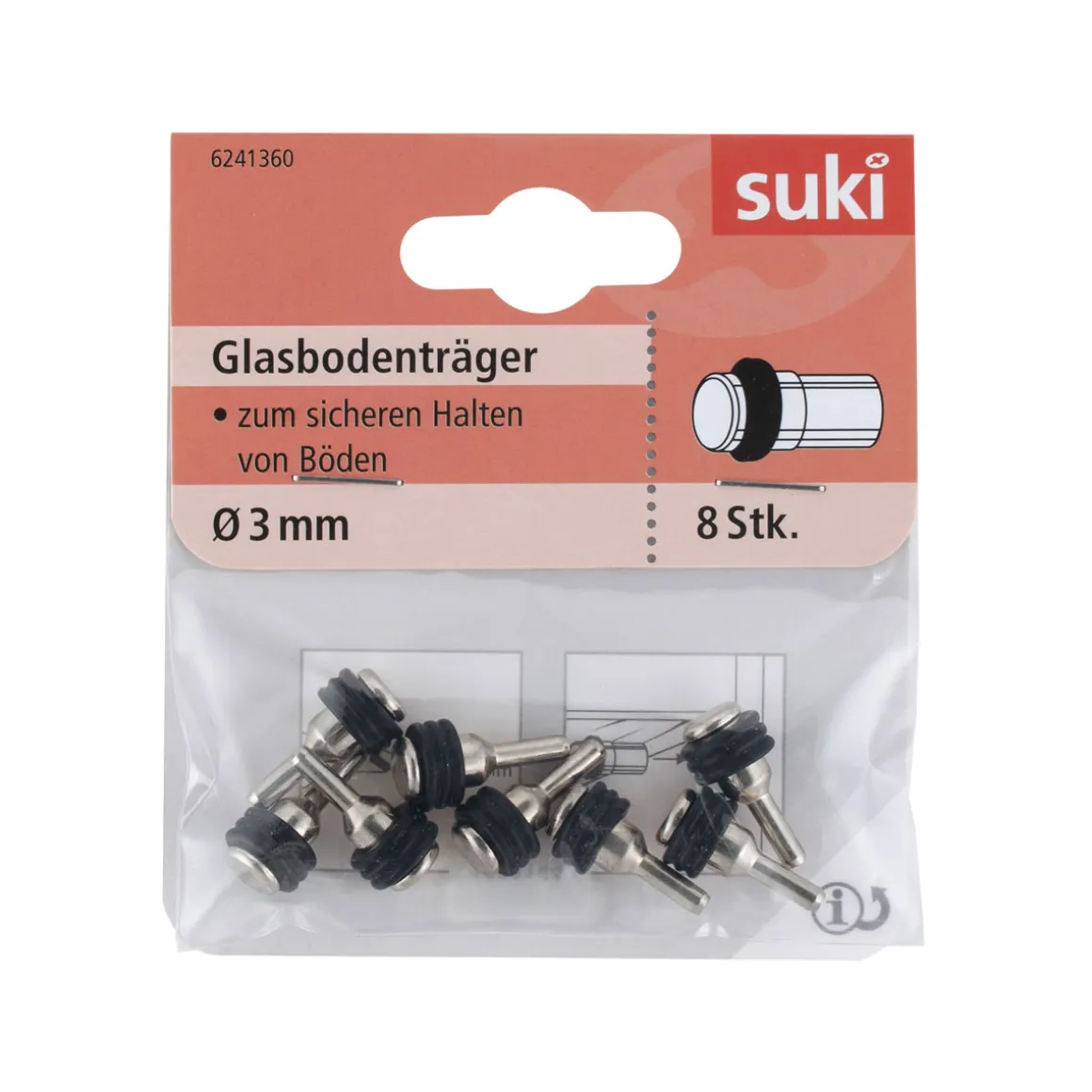 Suki Bodenträger Kunststoff Durchmesser 0,5 x 0,8 cm schwarz 8 Stück