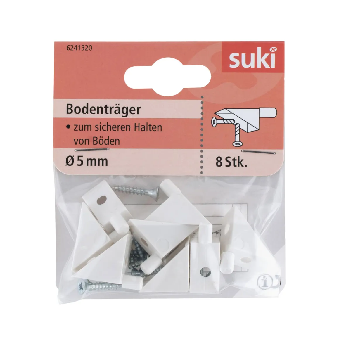 Suki Bodenträger Kunststoff Durchmesser 0,5 x 0,8 cm weiß 8 Stück