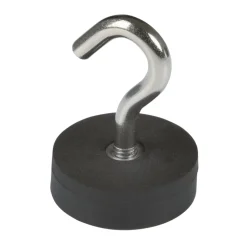 Suki Topfmagnet Neodym mit Schraubhaken M5 Ø 28 x 38 mm, gummiert, silber-schwarz