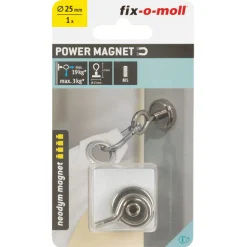 Suki Topfmagnet Neodym mit Öse Ø 25 x 42 mm, Gewindebuchse M5, silber