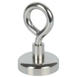 Suki Topfmagnet Neodym mit Öse Ø 25 x 42 mm, Gewindebuchse M5, silber