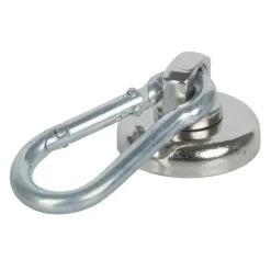 Suki Topfmagnet Neodym Ø 25 mm, mit Karabiner 40 x 20 mm, silber