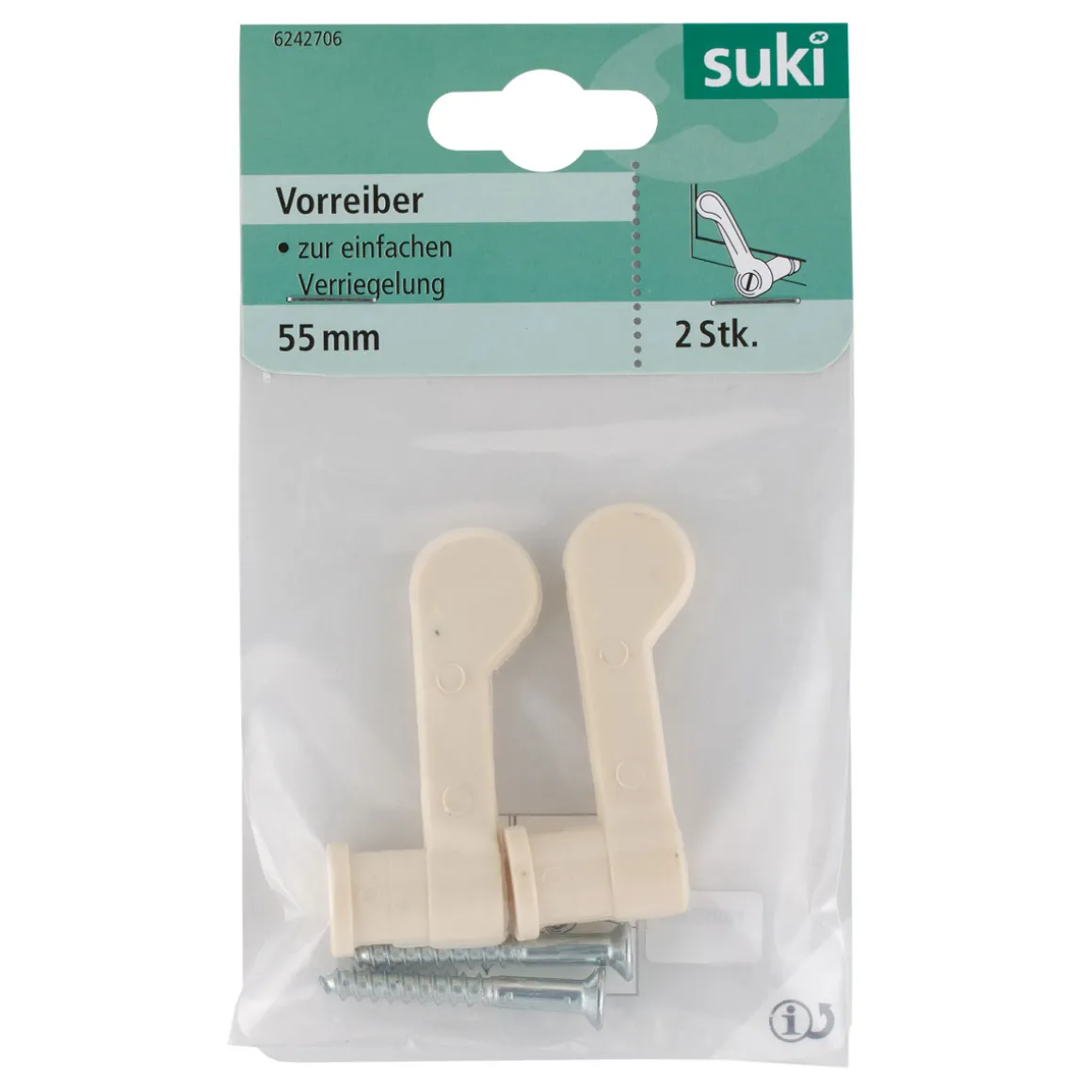 Suki Vorreiber 5,5 cm creme 2 Stück