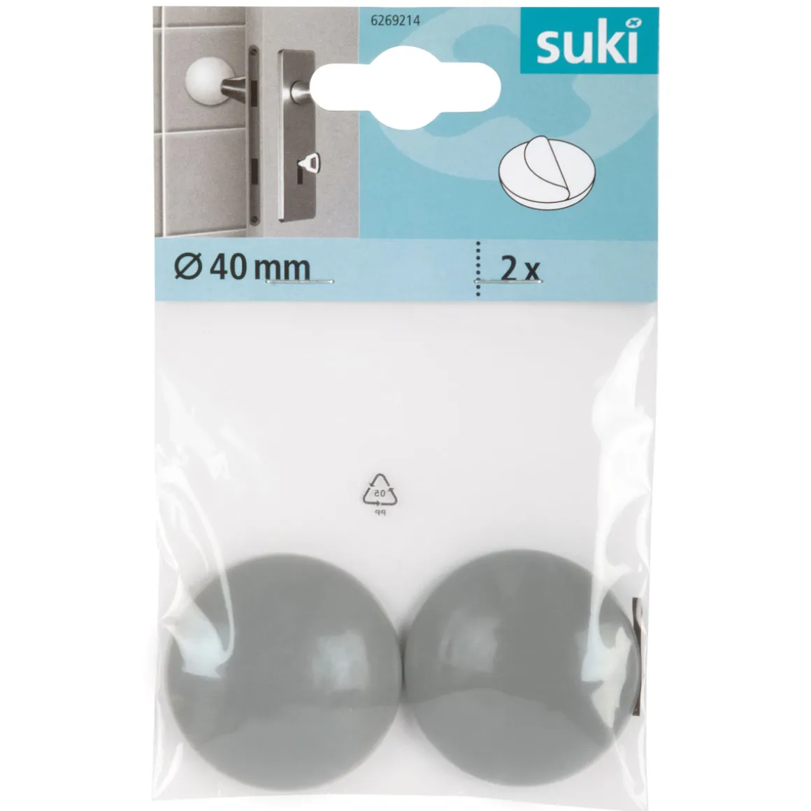 Suki Wandpuffer-Set klebend 4 cm grau 2 Stück