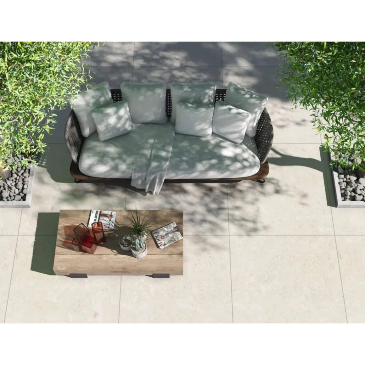 Terrassenplatte Travertine beige ca. 80 x 80 x 2 cm