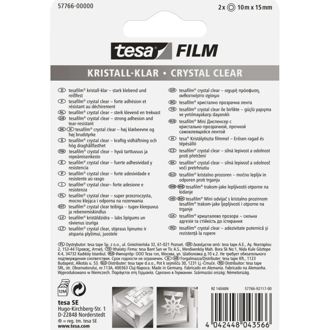Tesa film kristallklar 2 Rollen 10 m x 15 mm
