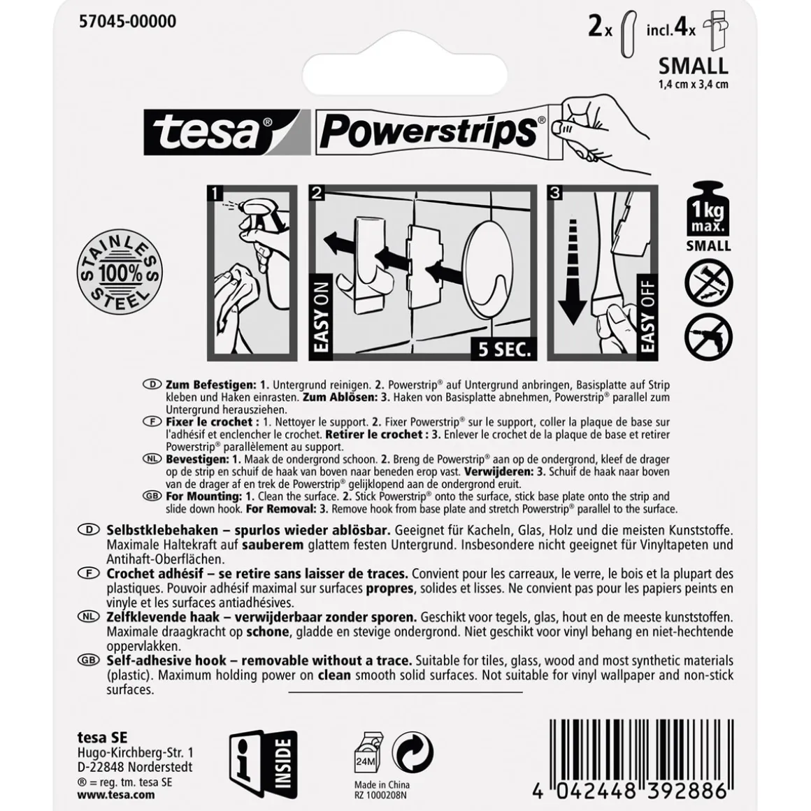 Tesa Haken Powerstrips Small Metall