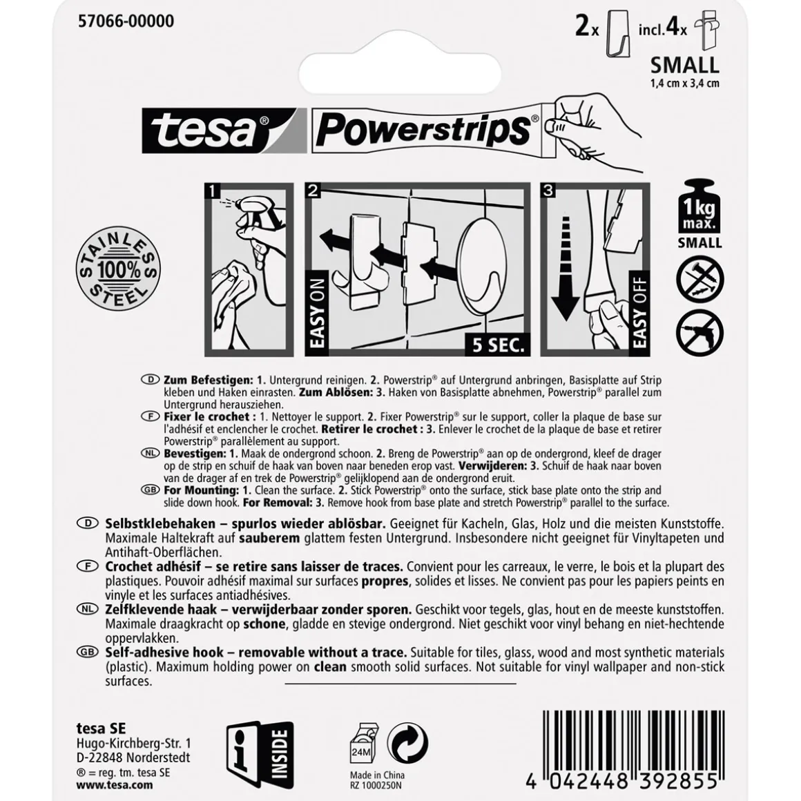 Tesa Haken Powerstrips Small Rechteckig Metall