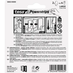 Tesa Haken Powertstripe Large Oval mattchrom 2 Haken und 4 Strips