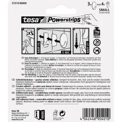 Tesa Haken Powertstripe Small chrom Oval 3 Haken und 4 Strips