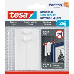 Tesa Klebenagel für Tapete und Putz 2 Stück Traglast 2 x 2 kg