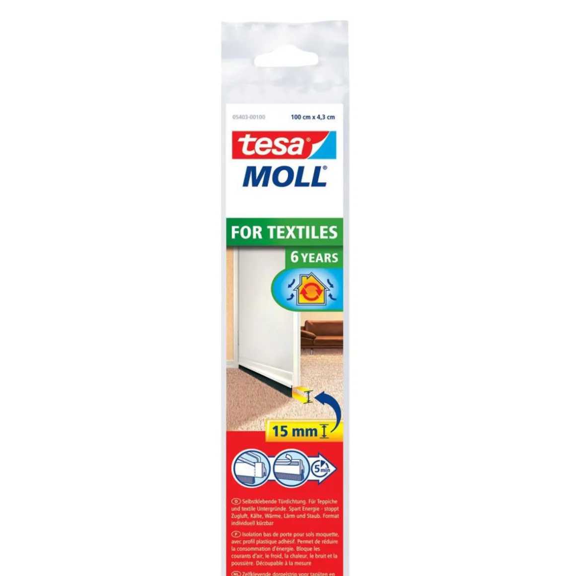 Tesa moll-Türschienen weiß 1 m